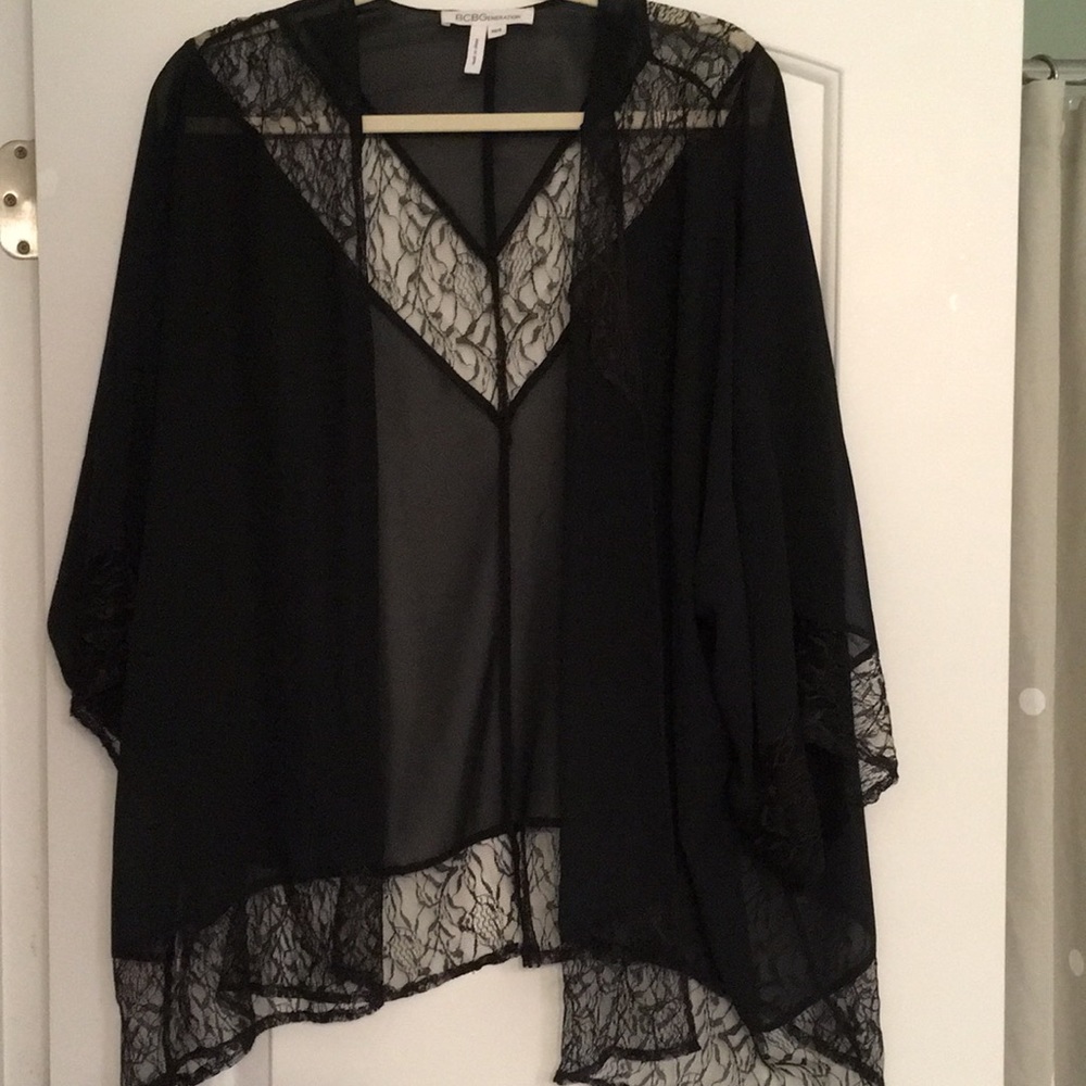 BCBG Black lace kimono